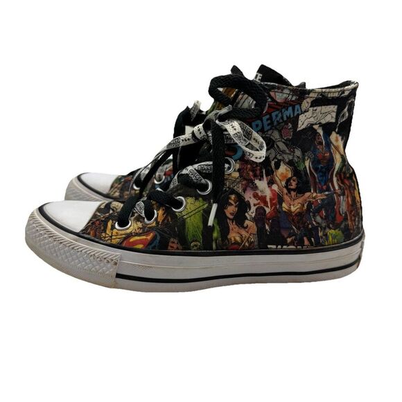 Converse Justice League Superman Sneakers High Top Mens 4 Womens 6 Double Laces - Picture 1 of 16